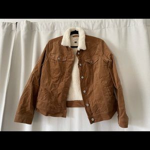 Corduroy jacket with faux Sherpa lining